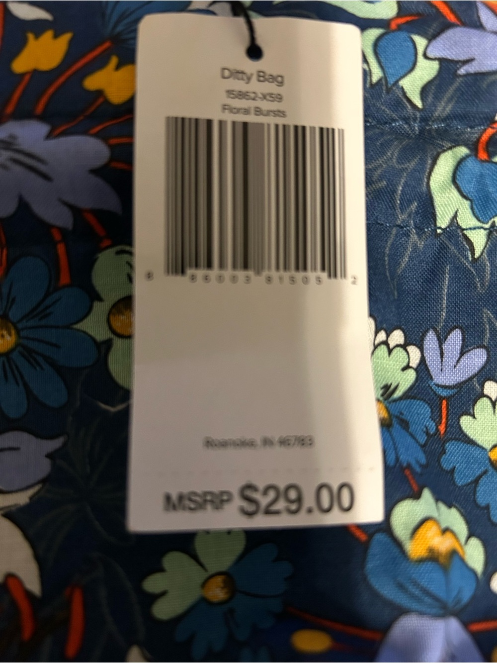Vera Bradley NWT Diddy bag “floral burst” w/plastic lining & drawstring closure - Picture 8 of 12